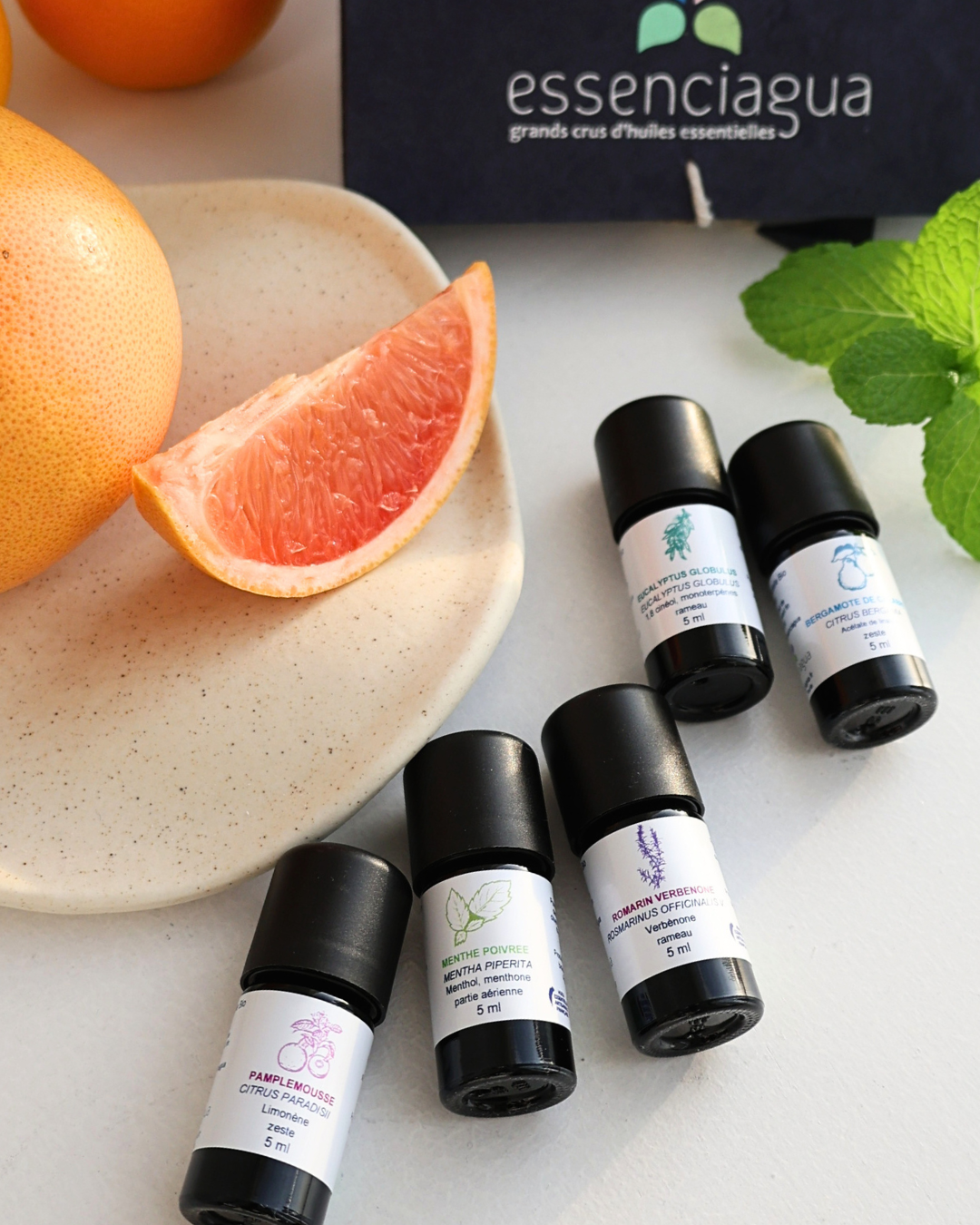 【新年能量 ‧ 精油5入含木盒 】清亮柑橘 ‧ 葡萄柚薄荷 ‧ 新年啟動